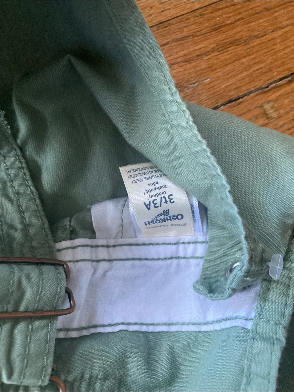 OshKosh B'gosh Set of 2 Overalls Blue Floral Denim and Olive Green 3T Bundle